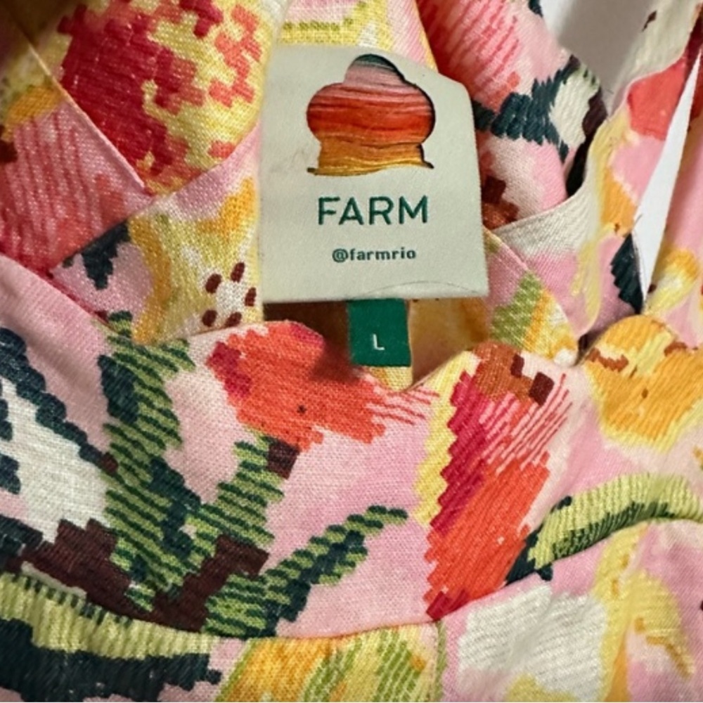 Farm Rio Frutas Linen Dress | Boho Dress | Colorful Dress | Mini Dress | Floral - Picture 5 of 6
